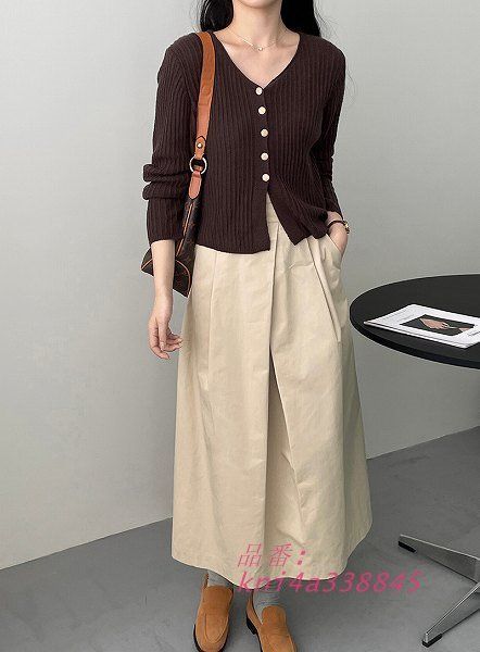 コットンスカート ミモレ丈スカート タックフひざ下丈 ベージュグレー 変形スタイル ほっそり効果大通勤通学20代30代40代50代60代 kni4a338845