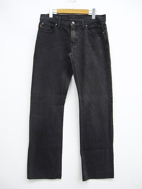 Gucci グッチ デニムパンツ ブラック系 革パッチGG柄 シェリー