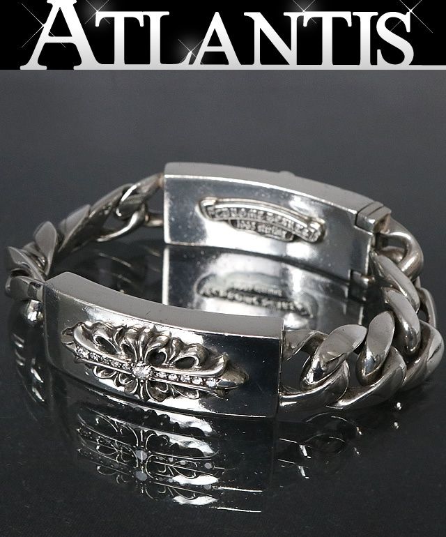 CHROME HEARTS 銀座店 クロムハーツ フローラルクロス ダガー ダブルID ブレス パヴェダイヤ メンズ クラシックチェーン シルバー SV925 97379