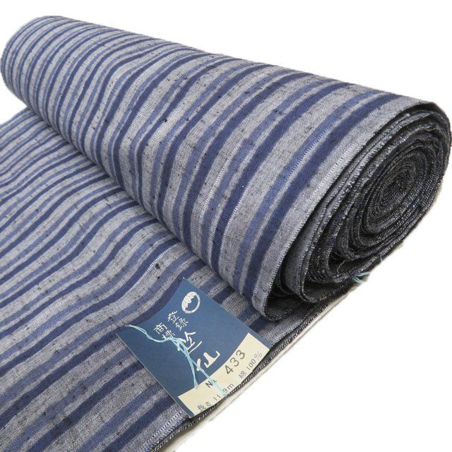 平和屋本店□夏物 竺仙鑑製 浴衣 反物 着尺 両面 籠染 正藍 瓢箪