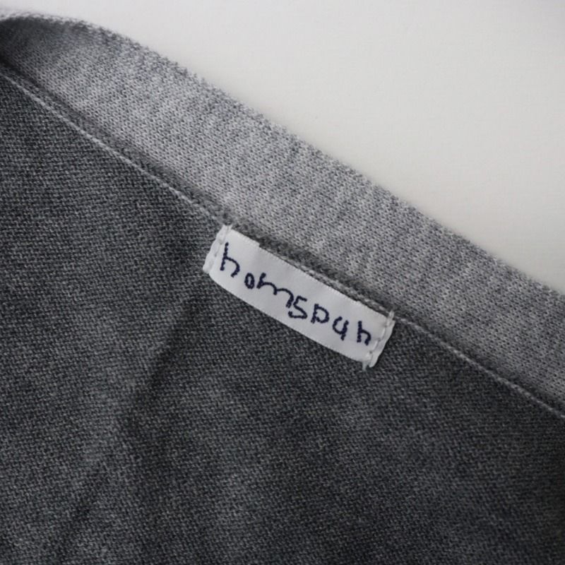 美品 2023 ホームスパン homspun ソフトコンパクトヤーンVネックカーディガン F/グレー コットン ニット【2400014516234】 homspun homspun(ホームスパン) ソフトコンパクトヤーンVネック