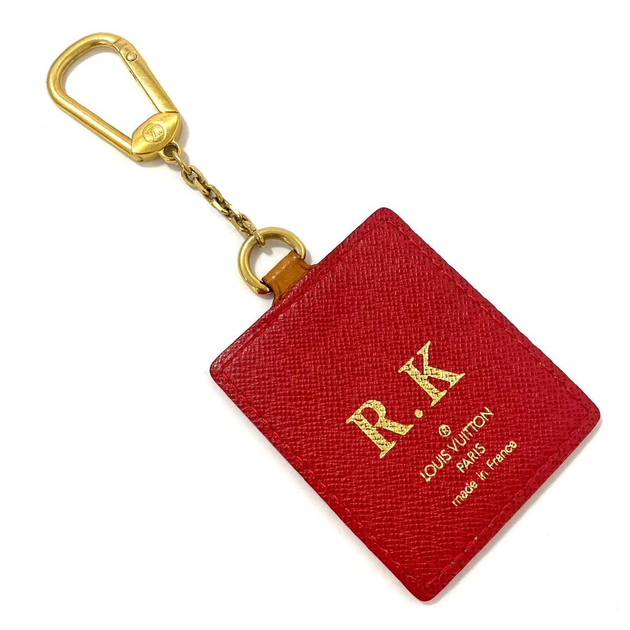 Louis Vuitton レザー キーホルダー レッド タイムセール本日終了 M【LOUIS VUITTON】ポルトクレVVN グルーム レザー ベージュ レッド/赤