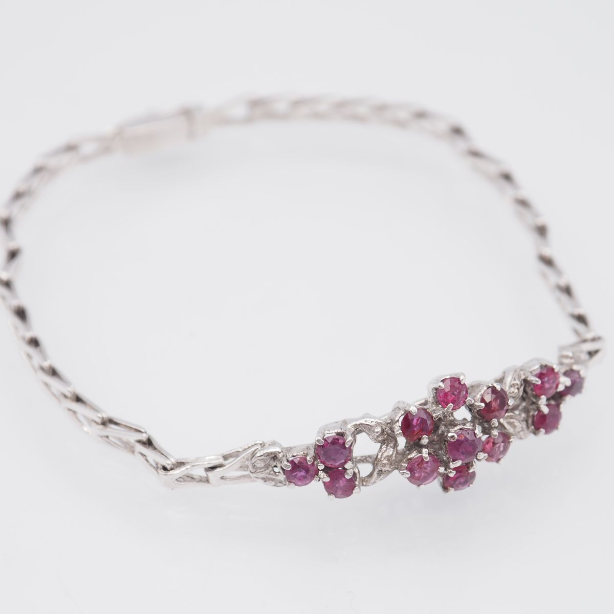 G129 ルビー ピンクスピネル 925刻印 ブレスレット デザイン シルバー
