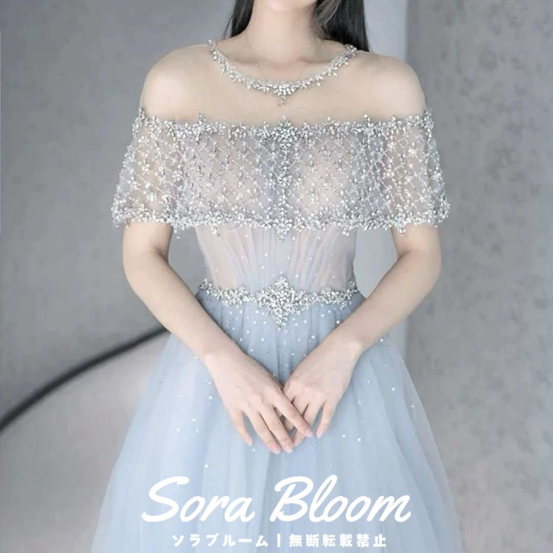 オシャレでゴージャスなビジューが煌びやかなイブニングドレス大人 おとなかわいい スカート モード系ロマンチックドレス クラシカルワンピース