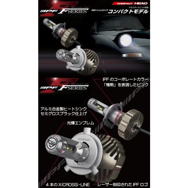 H4 LED ヘッドランプバルブ 2本セット コンパクトタイプ HV車 ISS対応 12V 24V 6500K Hi 4000lm Lo 2800zlm IPF F141HLB E1E1