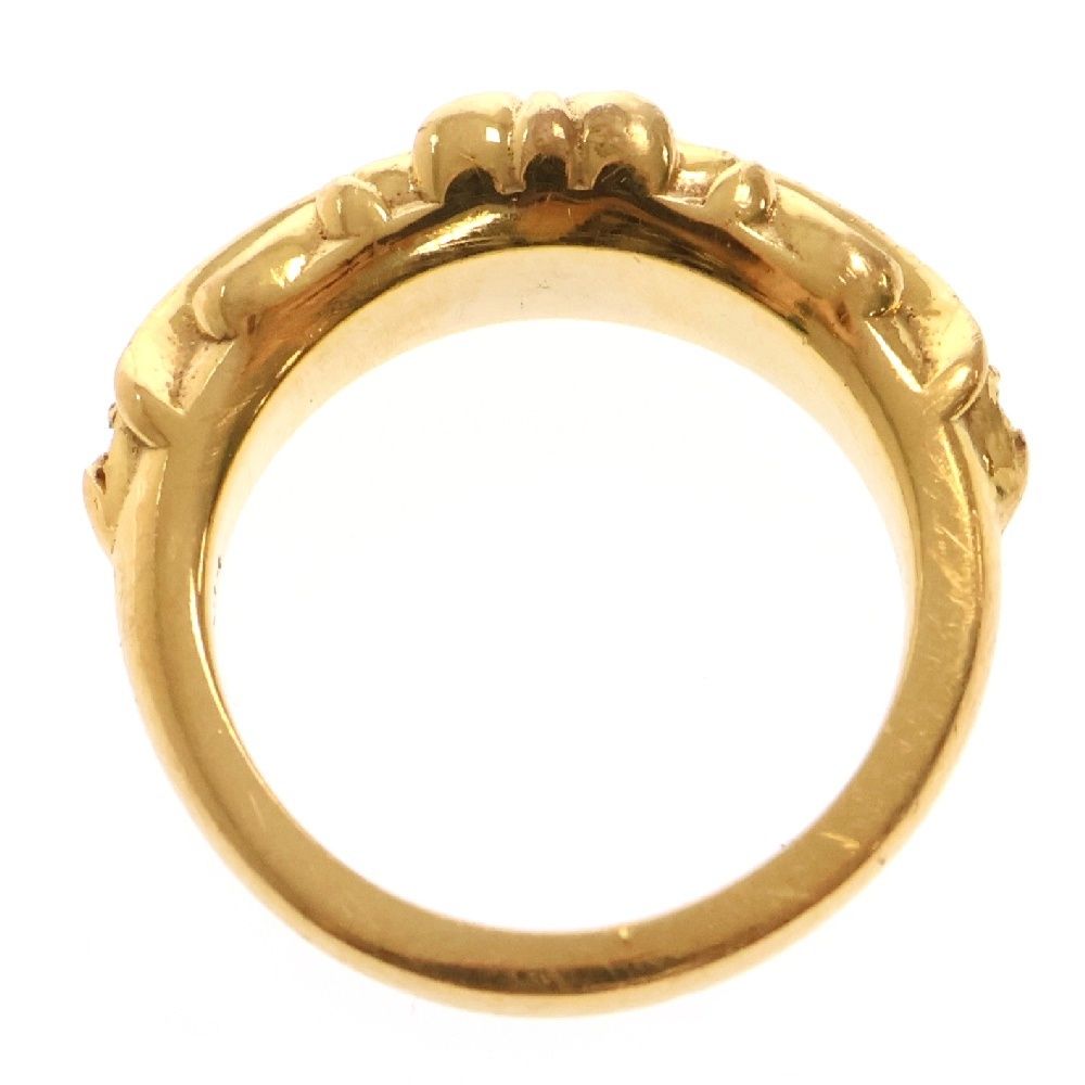 CHROME HEARTS クロムハーツ 22K BABYCLSC P D ベイビークラシックフローラルクロス PAVEダイヤ ゴールドリング 17号 CHROME HEARTS クロムハーツ（原本有） 22K BABYCLSC P D ベイビー