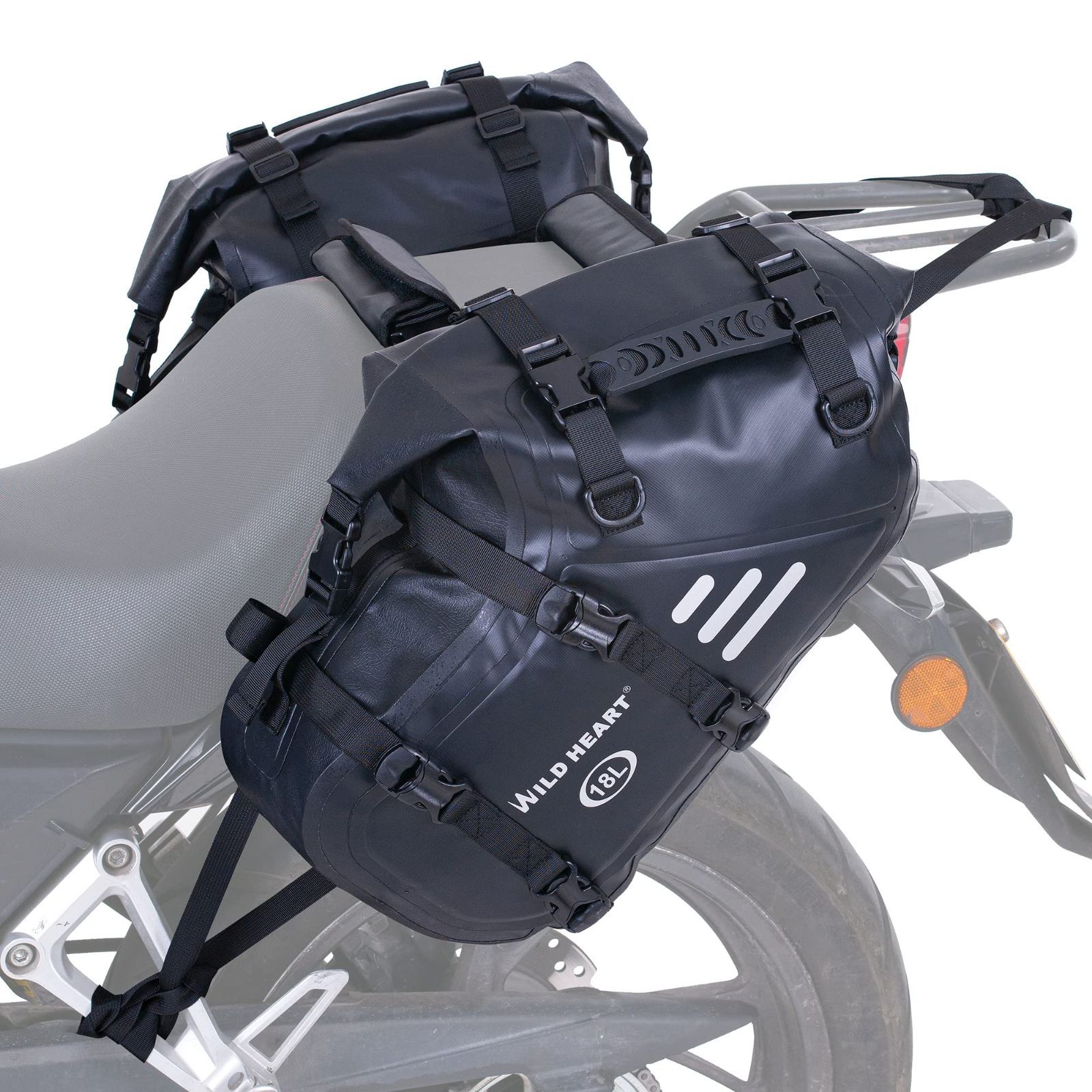 WILD HEART オートバイ サドルバッグ 防水 36L (18L*2) オートバイ サイド サドルバッグ パニエ バッグ トランク オートバイ アクセサリー (Black， 18L*2)