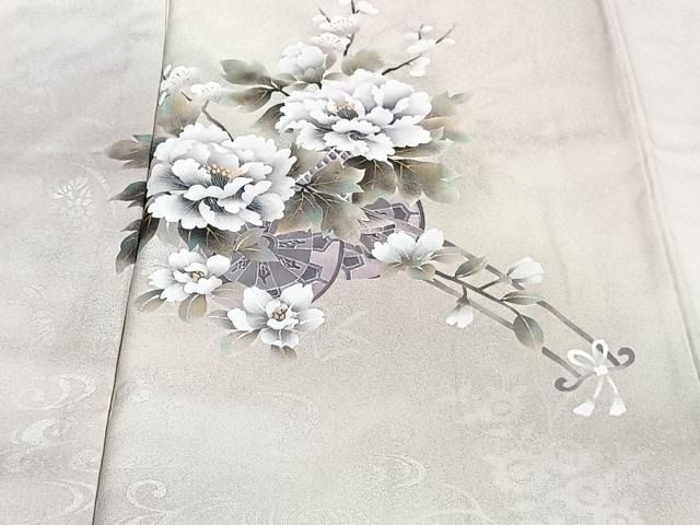 最終値下げ】405mk47○小紋 単衣 小花にダイヤ 菱つなぎ 金彩○しつけ