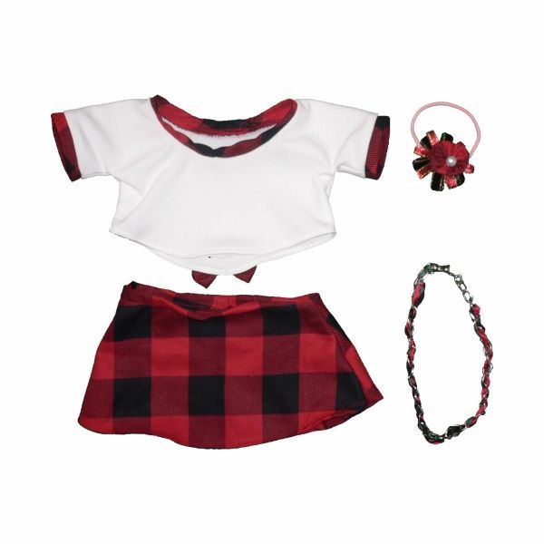 リーナ・ベル Sサイズ用(40cm) ピンクのチェックスカート 着せ替え衣装