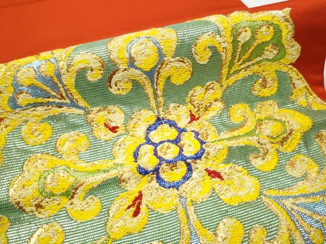kimonoarisa●厳選●美品●龍村平蔵●有栖川模様●正絹●長尺●434.5 平和屋着物○龍村平蔵製 六通柄 本袋帯 草花文 金糸 正絹 逸品