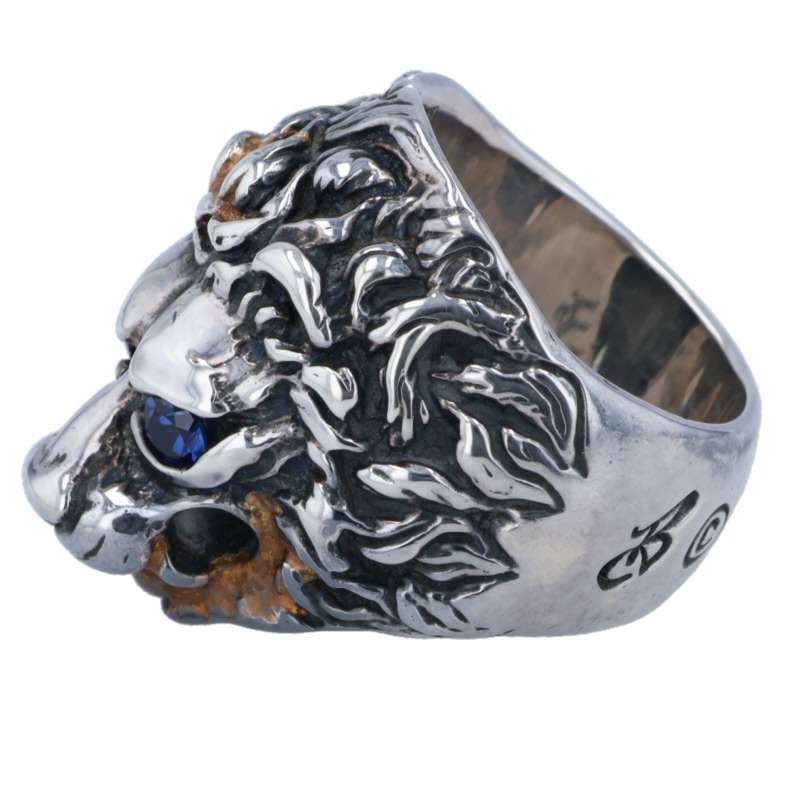 ビルウォールレザー Lion Ring R395S 18Kゴールドオーバーレイ