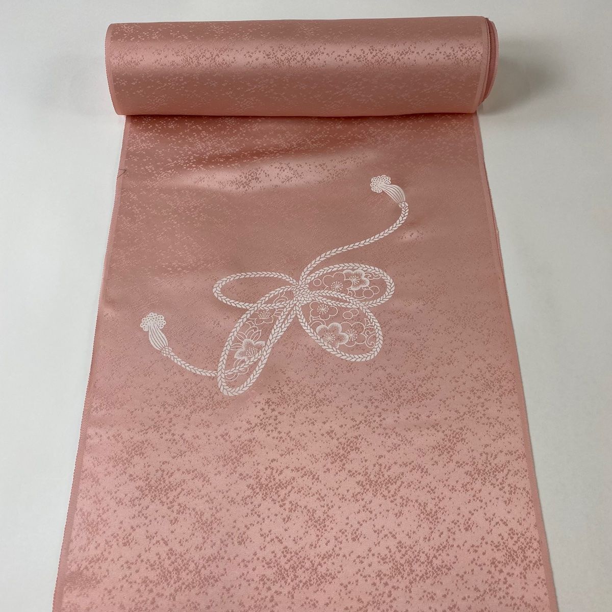 反物 秀品 付下げ 組紐 草花 金糸 刺繍 ピンク 正絹