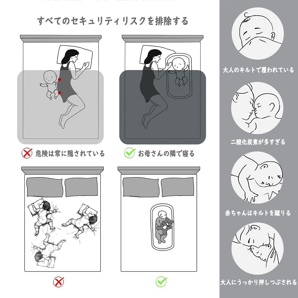 【人気商品】出産祝い お出かけ 幼児用ベッド 収納でき 0-24ヶ月 持ち運び可能 折りたたみ式ベビー布団 寝返り防止 ベビー添い寝 （クラウン）グレー トラベルコット ベビーベッド ベッドインベッド oenbopo-2