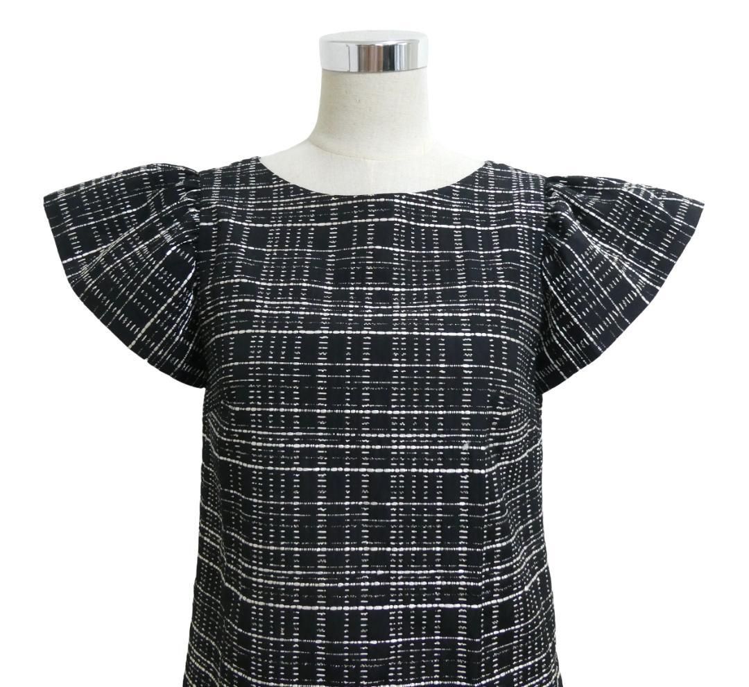 極美品✨フォクシーニューヨーク ジャガード ワンピース リボン ネイビー 38 極美品✨フォクシーニューヨーク ジャガード ワンピース リボン