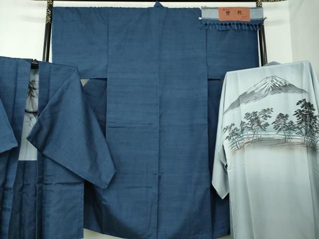 平和屋着物○男性 紬 アンサンブル・長襦袢(袷)セット キングサイズ 長