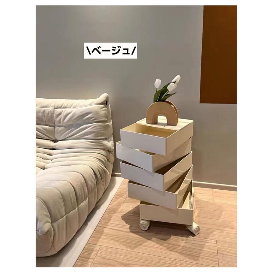 カラーラック ワゴン キャスター付き 5段 カラーラック 透明 クリア 収納 ラック 収納棚 回転式 トレイワゴン回転 スリム レトロ カラフル 韓国インテリア カラーラック ワゴン キャスター付き 5段 カラーラック 透明 クリア