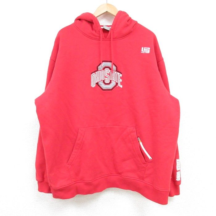 XL/古着 ナイキ NIKE 長袖 スウェット パーカー メンズ 00s オハイオ 大きいサイズ 赤 レッド spe 25feb04 中古 スエット トレーナー トッ