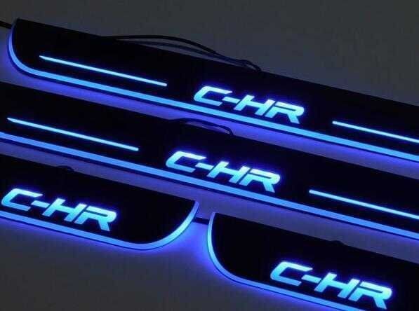 C-HR CHR スカッフプレート 青色 ブルー 流れる LED シーケンシャル 電装 カッコイイ 光る 内装 DIY トヨタ ZYX10 NGX50系