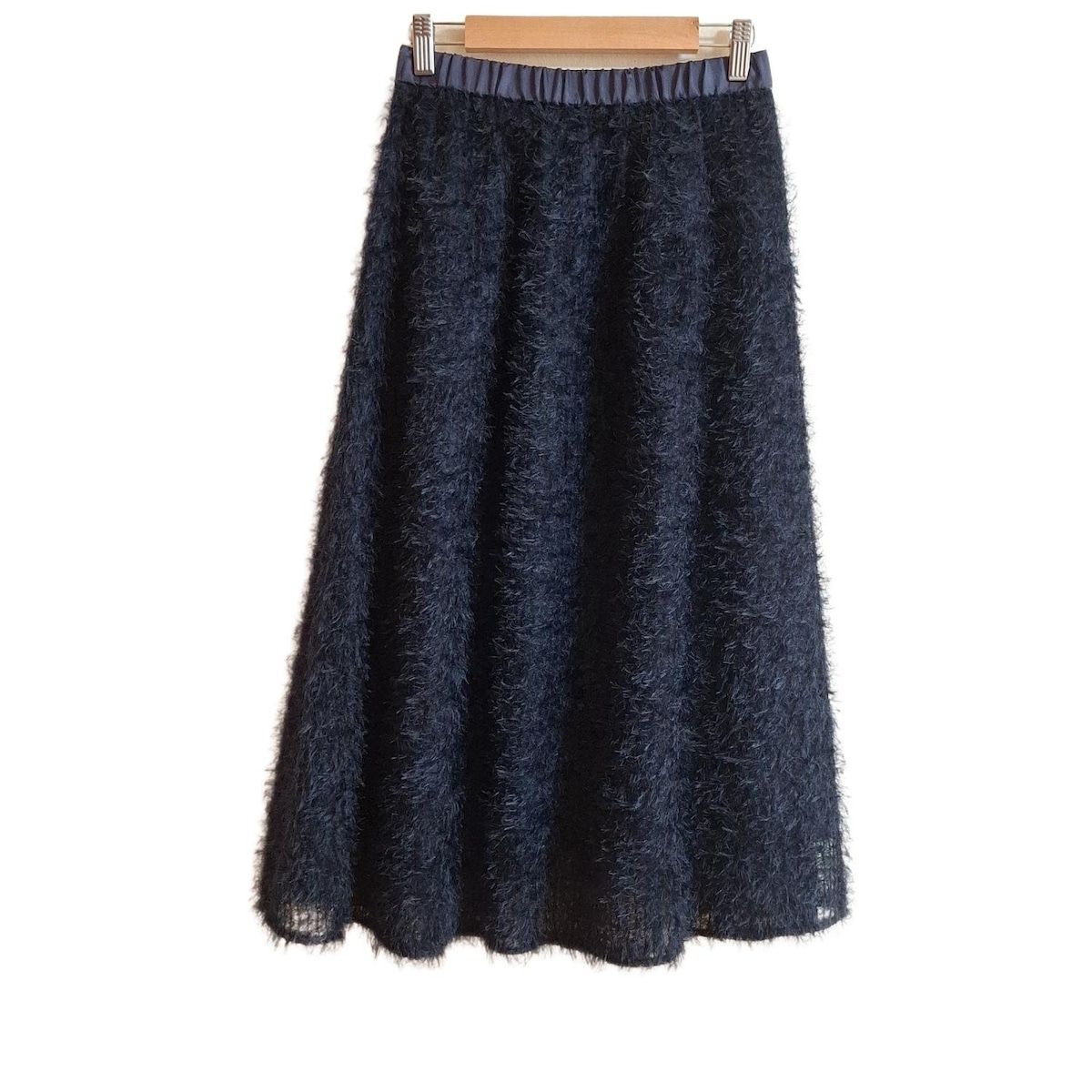 BLUE LABEL CRESTBRIDGE ブルーレーベルクレストブリッジ スカート サイズ36 S レディース - ダークネイビー ひざ丈|フェザー