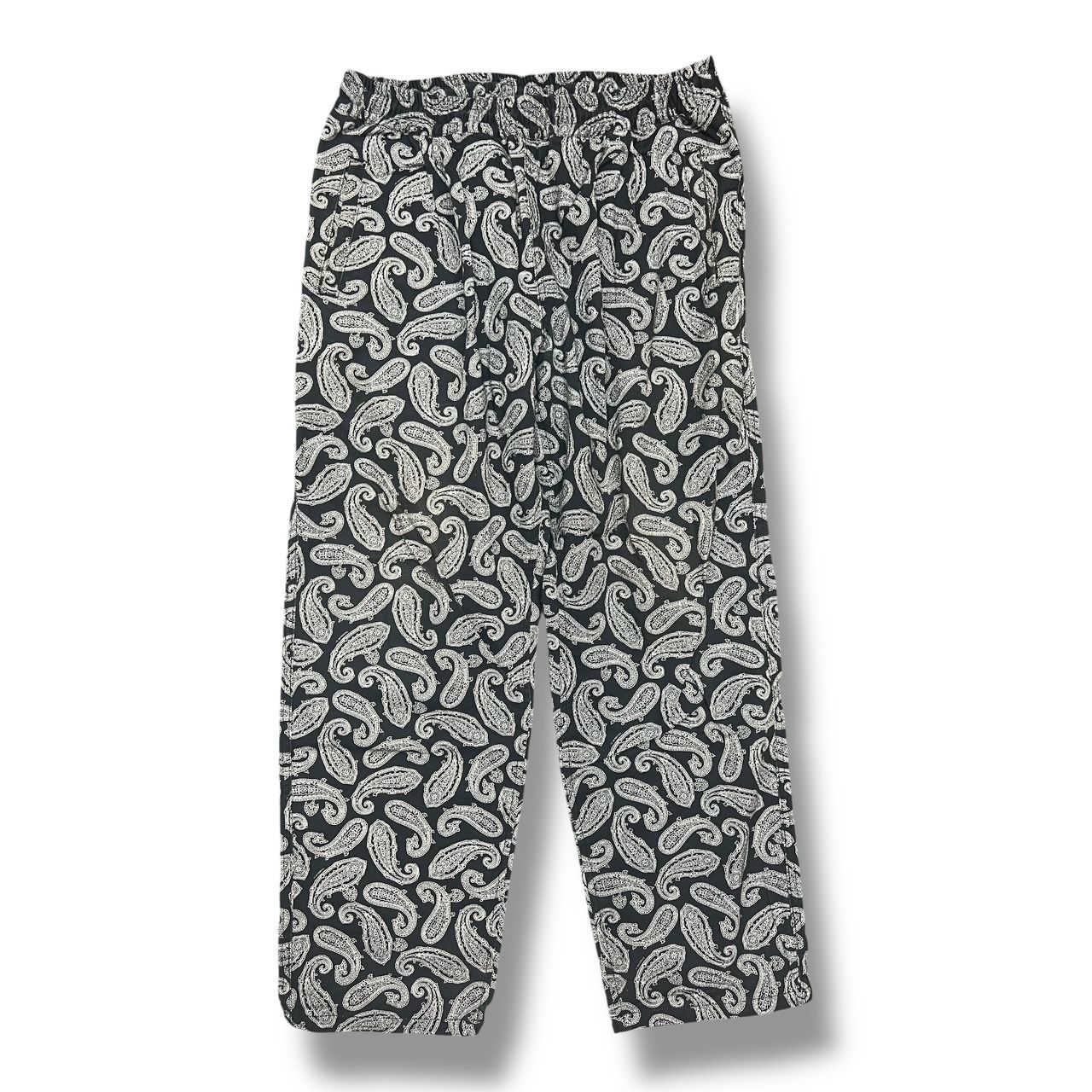 未着用 EDWARD CRUTCHLEY 箔押し プリントパンツ 総柄 黒 M 参考上代15400円 FTC PAISLEY EASY PANT ペイズリーイージー