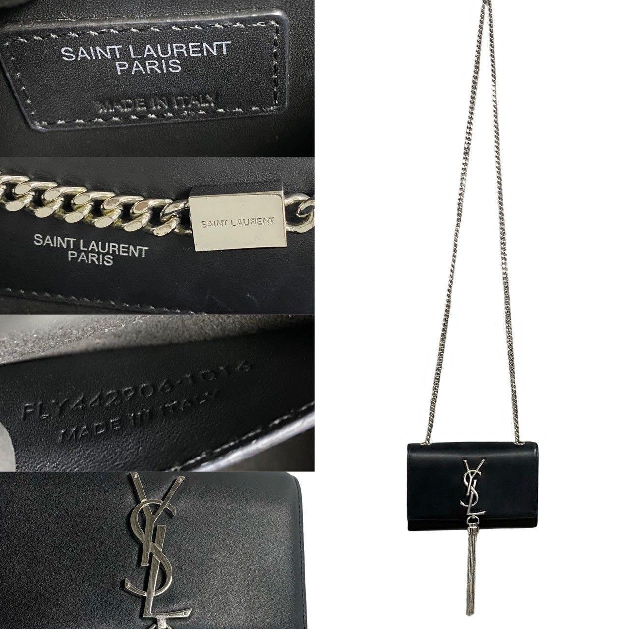 美品】YVES SAINT LAURENTタッセル付 チェーンショルダーバッグ