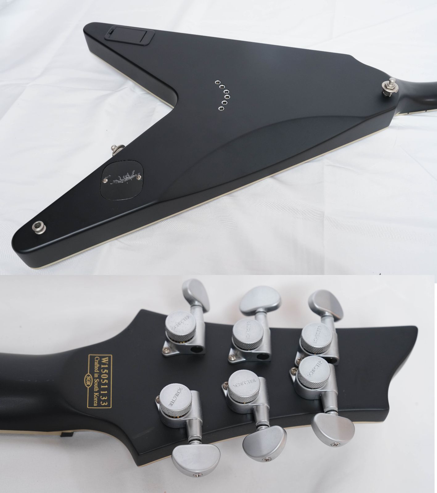 ☆SCHECTER☆PLATINUM Seriese V-1 Satin Black Flying V EMG