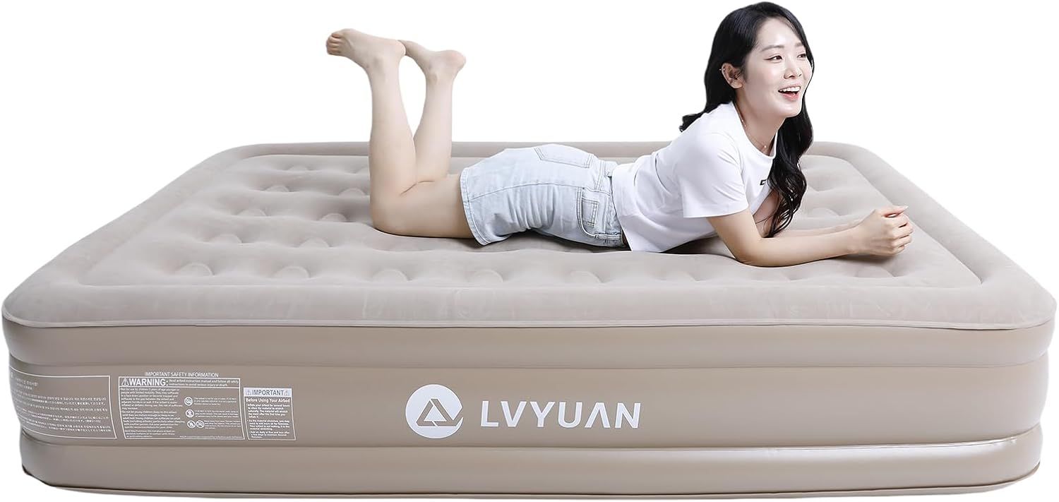 LVYUAN（リョクエン）電動エアーマット 極厚40CM 充電式ポンプ内蔵 耐荷重320KG 収納袋付き 電動エアーベッド 空気ベッド キャンプマット インフレーターマット 自動膨張式 快適な寝心地 折り