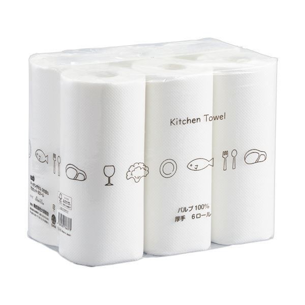 まとめ TANOSEEキッチンタオル 75カット ロール 1パック 6ロール ×10セット