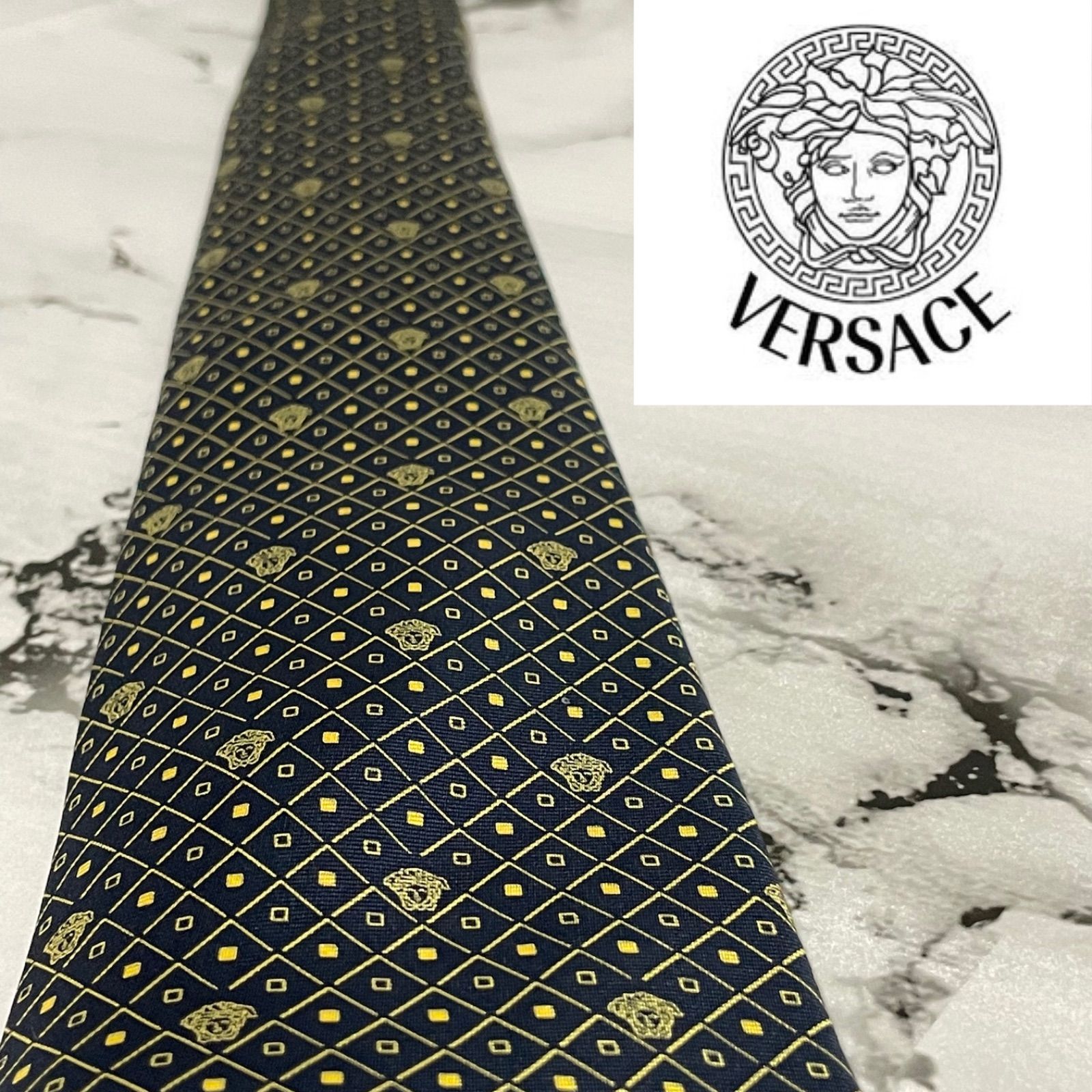 VERSACE ヴェルサーチ イタリア製 メデューサ柄 総柄 シルク ネクタイ