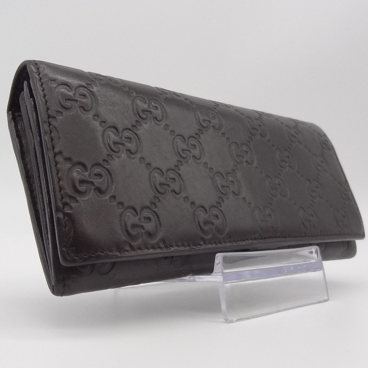 GUCCI グッチ 長財布 シマ ダークブラウン（ブラックに近い）GG 多収納 