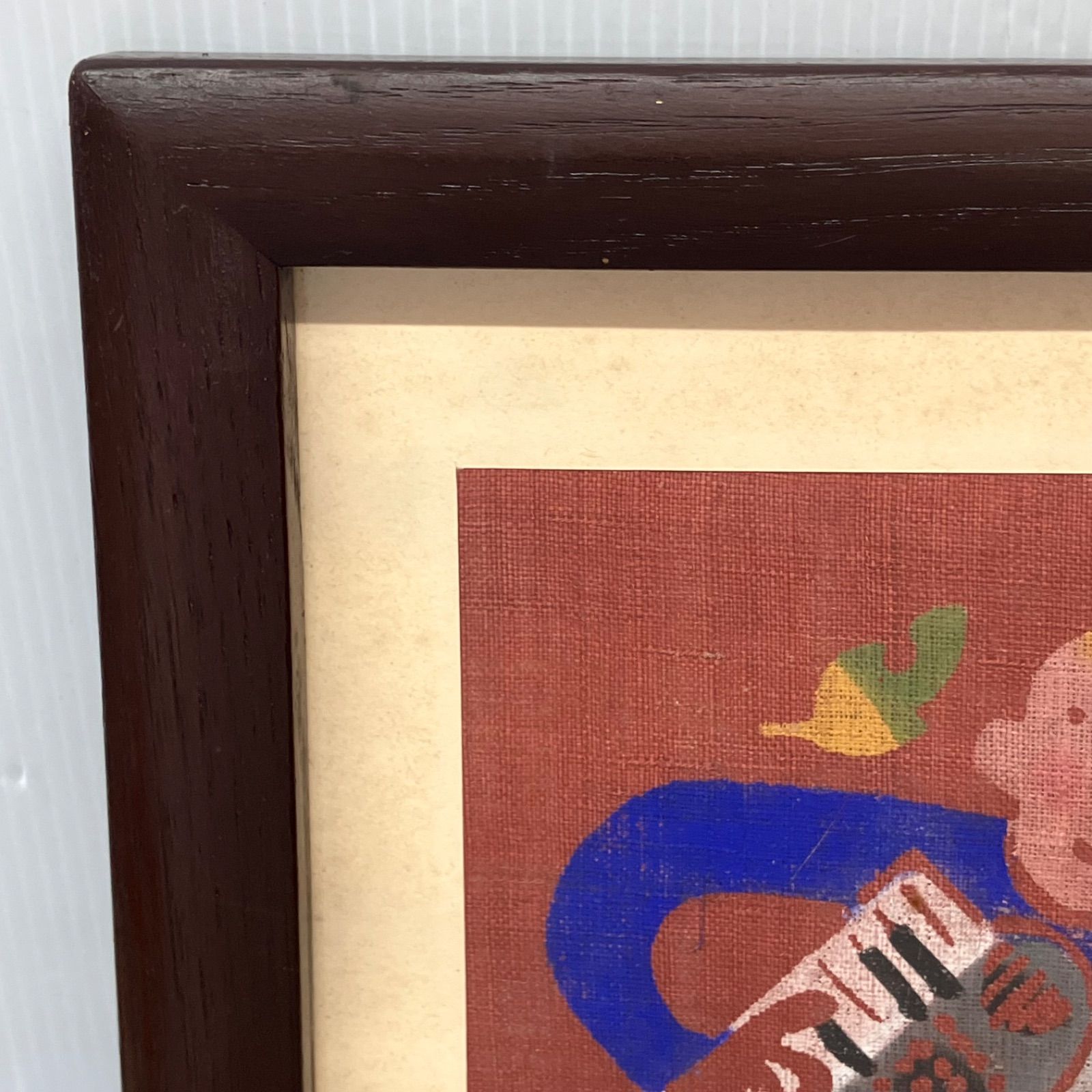 アコーディオンを弾く男性と犬 額入 絵画 インテリア 壁掛け