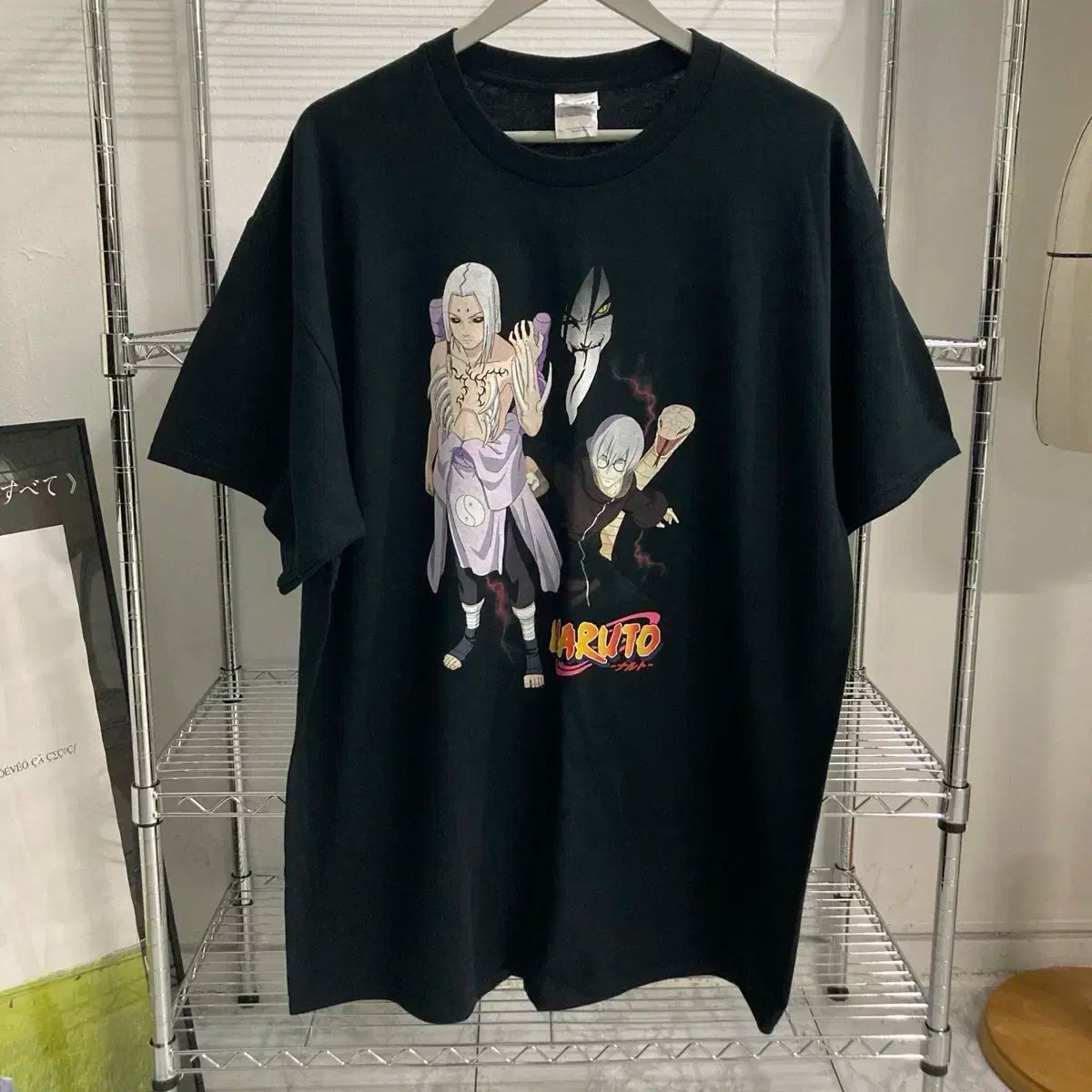 NARUTO ナルト×サスケ アニメ Tシャツ 両面プリント ブラック XL