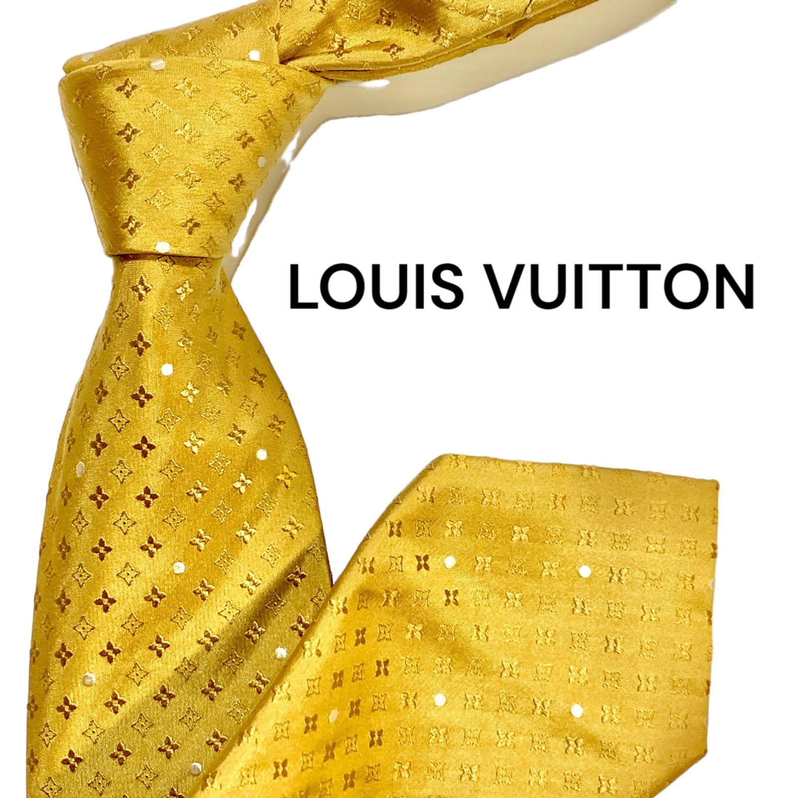 LOUIS VUITTON ルイヴィトン LV シルク100％ ゴールド モノグラム