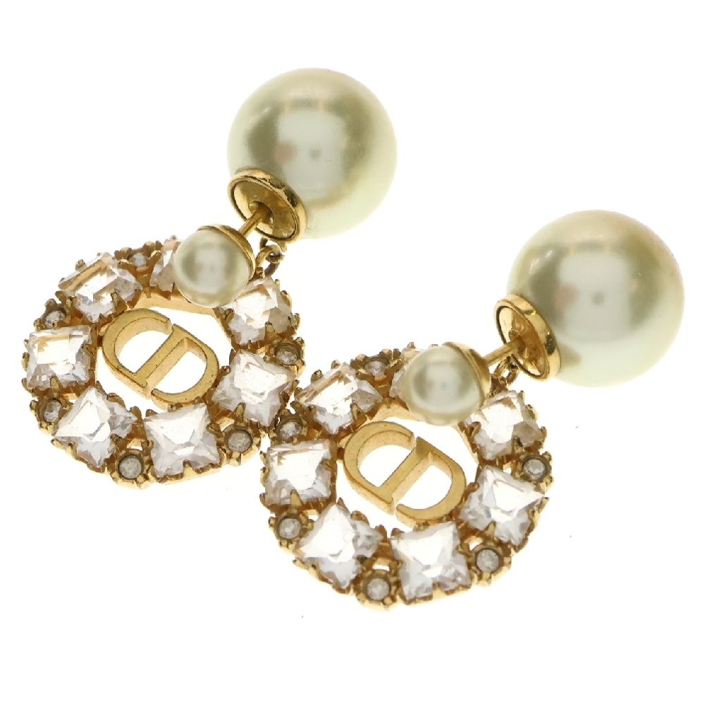Christian Dior クリスチャンディオール CDロゴ パール ストーン ピアス ゴールド レディース E2380WOMCY_D03S