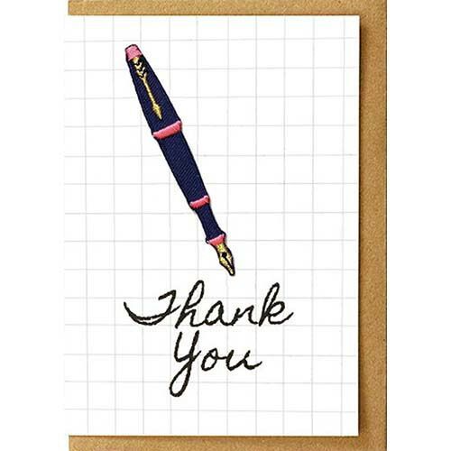 (まとめ）#エルコミューン グリーティングカード ペトラボーズ　輸入グリーティングカード Patch Card Fountain Pen Thank You YGC-052 【×15セット】