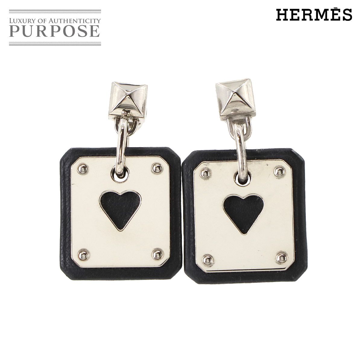 美品 エルメス HERMES アスドゥクール ピアス スイフト ブラック  