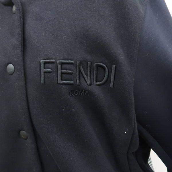 FENDI スタジャン ボンバージャケット コットン 黒 #38 ストライプ 