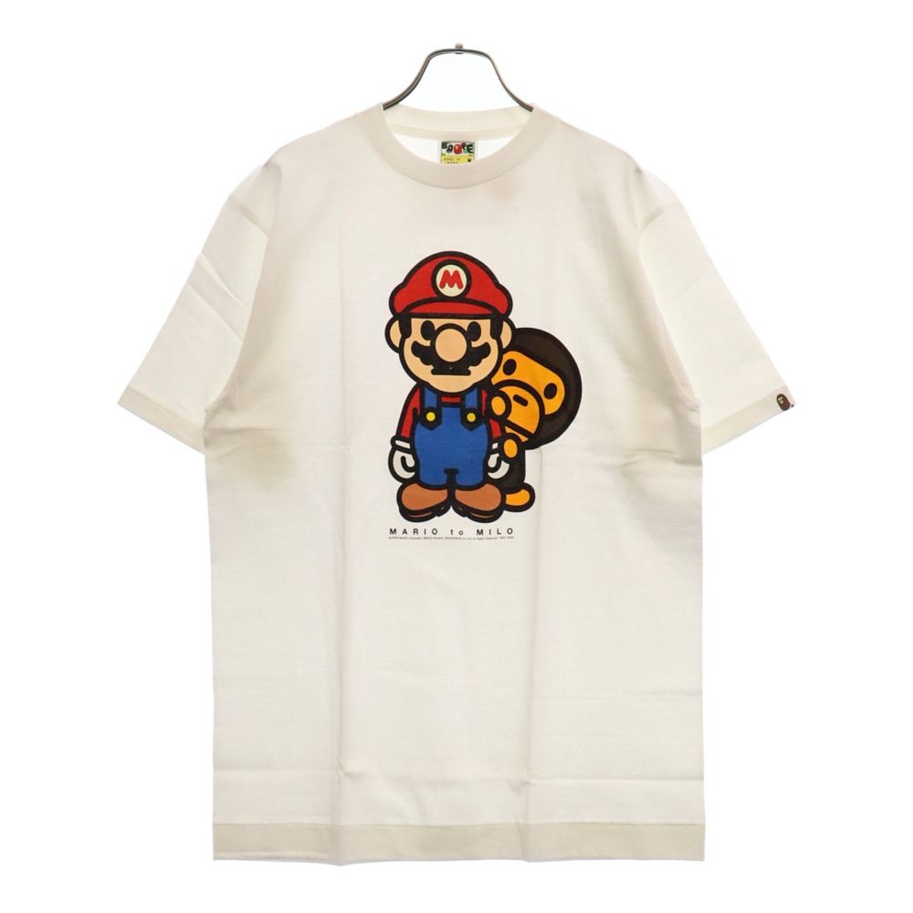A BATHING APE (アベイシングエイプ) × MARIO BABY MILO tee マリオ マイロ フロントプリント クルーネックコットン半袖Tシャツ ホワイト