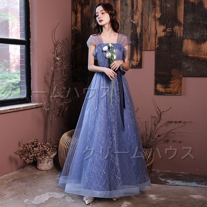 ウェディングカラードレス 青 安い 演奏会 カラードレス コンサート