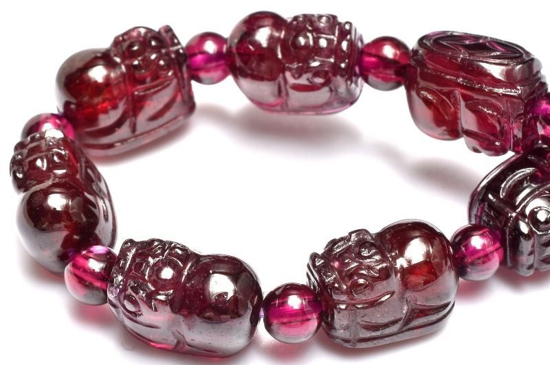 １点物 透過性あり 高品質 ロードライトガーネット 11-12x8 丸玉4.5 mm 貔貅彫刻 ブレスレット パワーストーン 天然石 _MB225 NEXPOTALLINN_EU