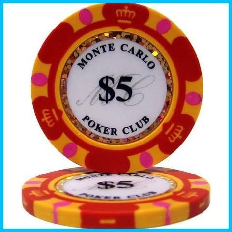 モンテカルロ 13.5g ポーカーチップ 25枚セット レッド $5 - 2T