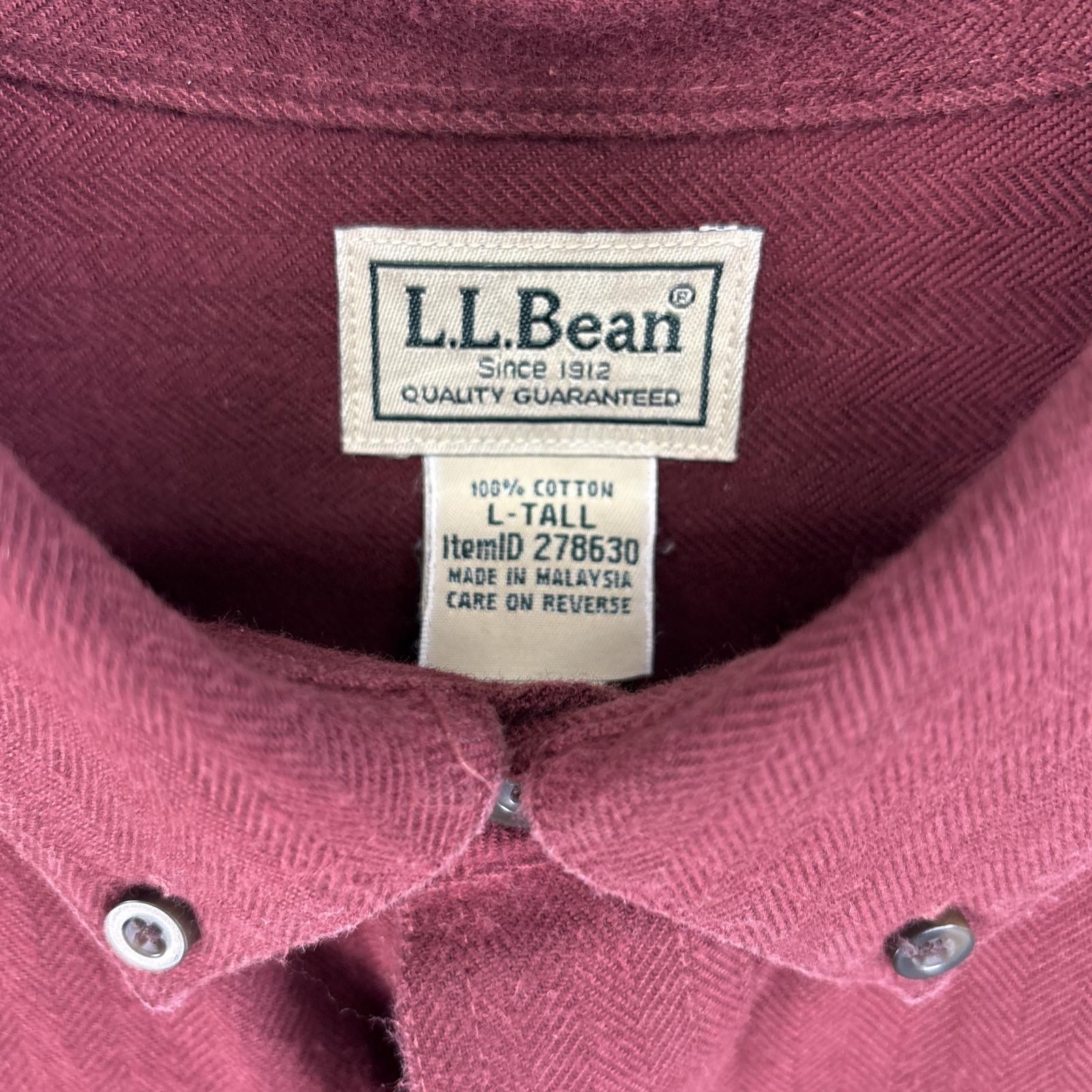 古着 エルエルビーン L.L.Bean ヘリンボーン 長袖シャツ ボタン