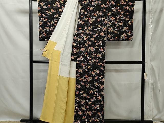 平和屋着物▽上質な小紋 単衣 絞り 麻の葉間道 正絹 逸品 AAAY7254jh