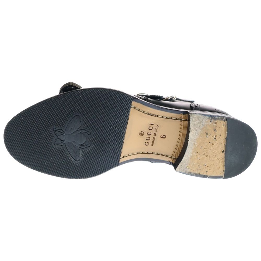 GUCCI グッチ ブローグレザーシューズ デュオニソス BEE刺繍 ブラック シルバー金具 483960