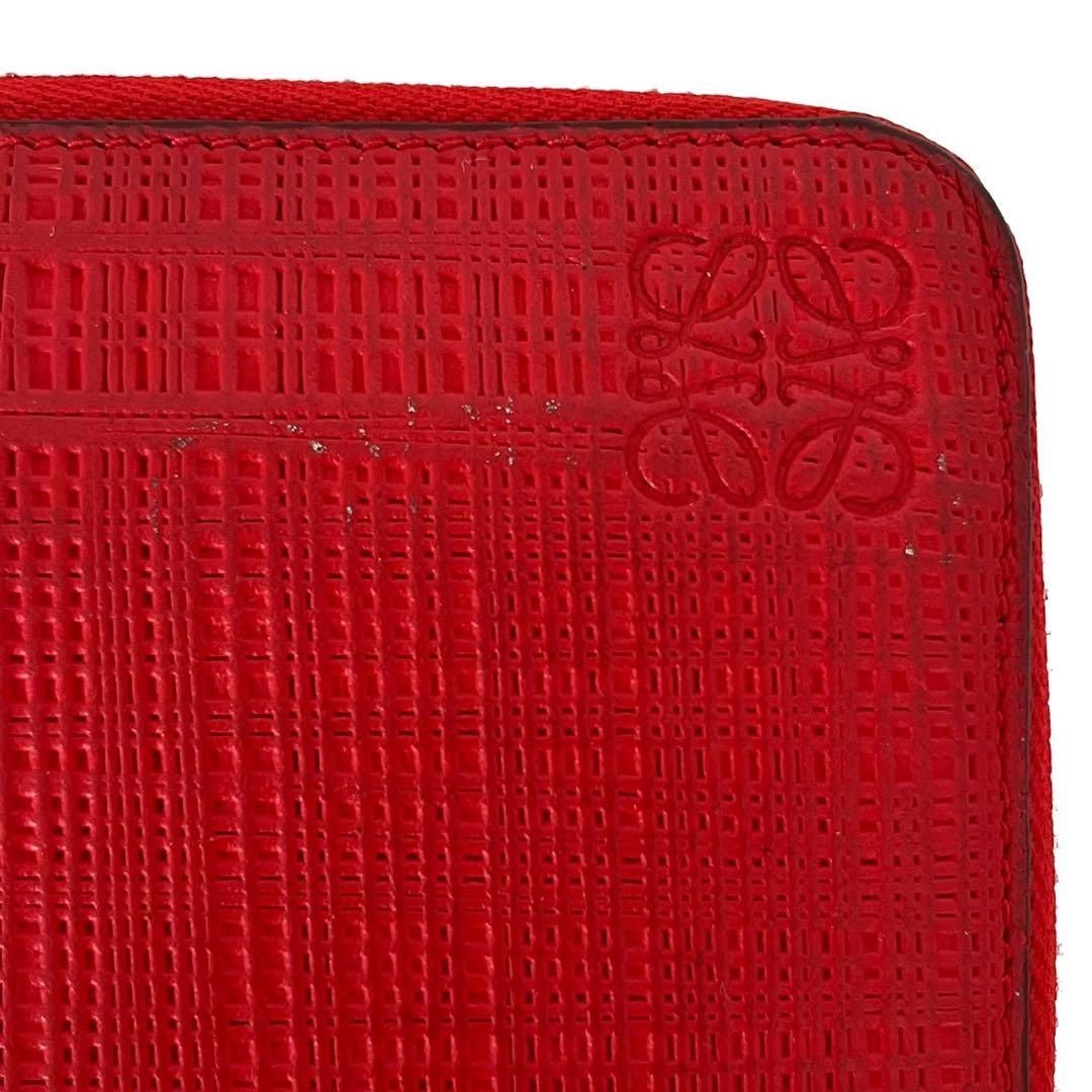 LOEWE ロエベ リネン 長財布 ラウンドファスナー レッド ロゴ アナグラム