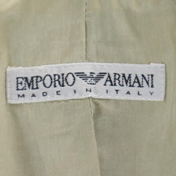 エンポリオアルマーニ イタリア製 ノーカラージャケット 40 グリーン系 Emporio Armani ヘリンボーン レディース   【221017】
