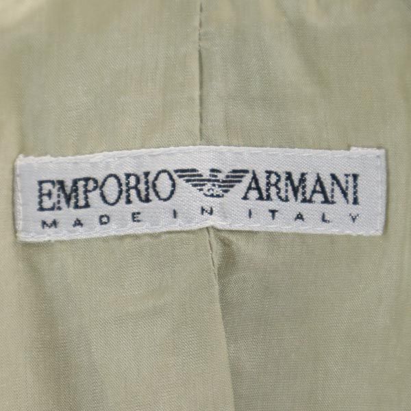 エンポリオアルマーニ イタリア製 ノーカラージャケット 40 グリーン系 Emporio Armani ヘリンボーン レディース 【中古】  【221017】