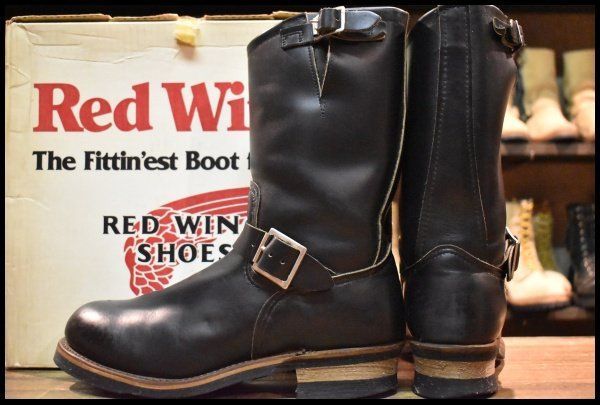  9 D PT 91プリント 96年 レッドウィング 2268 エンジニア 黒 ブラッククローム スチールトゥ ブーツ redwing FI 183 エンジニアブーツ ブーツ 革靴