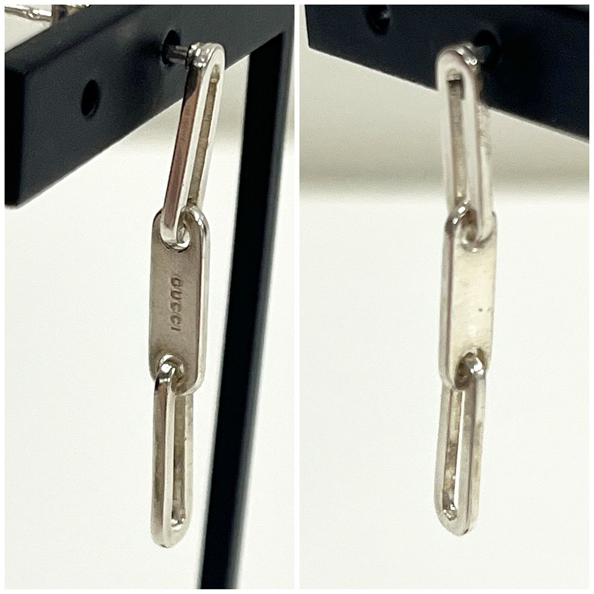 グッチ　オーバル　3 リンク　ドロップ　ピアス　925 GUCCI グッチ オーバル 3リンク ドロップ ピアス シルバー 925