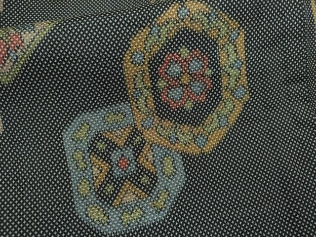 平和屋着物▽上質なお召 単衣 吉祥草花文 正絹 逸品 CAAV9523ze